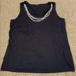 Ann Klein sleeveless top with attached necklace